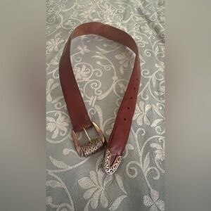 Brighton Brown and Gold Leather Belt with Ornate Buckle